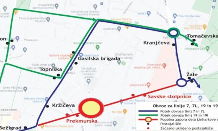 Konec tedna zaprta Linhartova cesta v Ljubljani