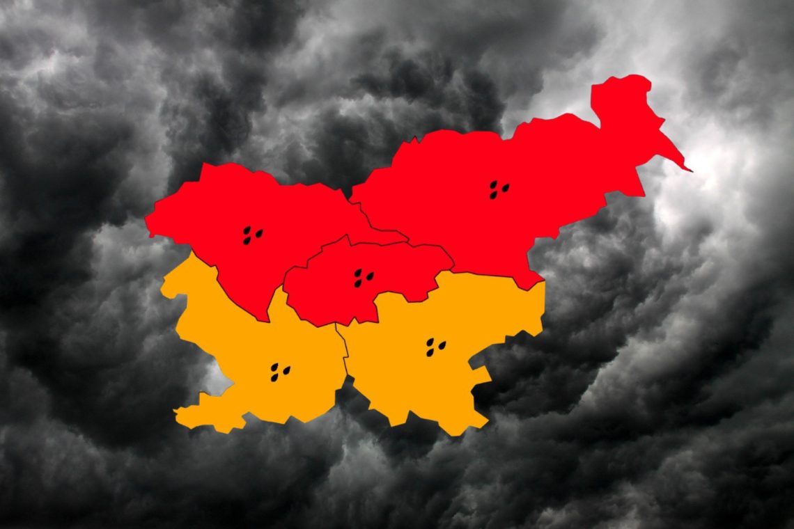 Arso za severni del države zaradi pričakovanih nalivov izdal rdeče opozorilo